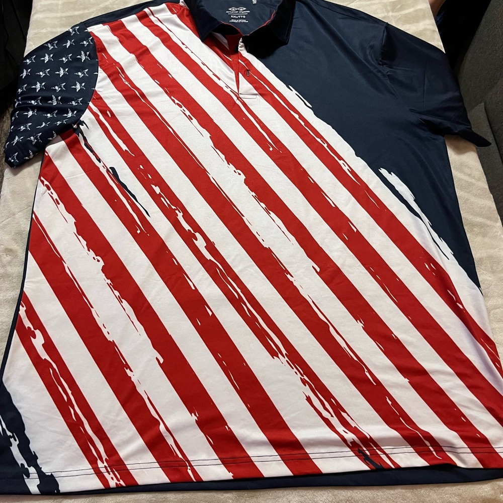 Snake Eyes XXL Navy and Red Striped Men's Polo Shirt